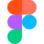 Figma UI/UX Prototyping Tool Icon: The official logo for Figma, an abstract 'f' shape composed of five overlapping geometric shapes (rectangles, circles, and ovals). The icon uses a vibrant palette of orange, pink, purple, blue, and green, symbolizing collaboration, User Interface (UI) design, and web-based prototyping tools.